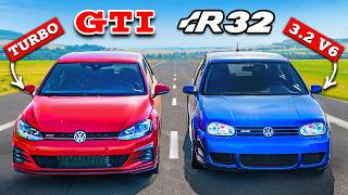 Golf GTI vs R32 DRAG RACE [upl. by Anirec]