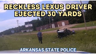 140mph pursuit of reckless Lexus driver  WRECK EJECTS DRIVER 30 YARDS Slams into cables at 100mph [upl. by Niarfe175]