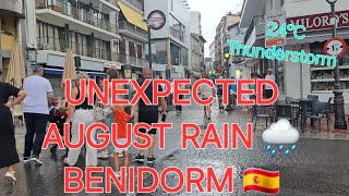 BENIDORM 🇪🇸 AUGUST 2024 RAIN 🌧  4KHDR SUMMER WALKING TOUR costablanca travel august uk [upl. by Verena]