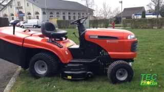 Rasentraktor Husqvarna CT 141 und Cora das Huhn [upl. by Fosque]