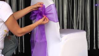 How to various ways to tie an organza sash to a chair cover [upl. by Pelagi]