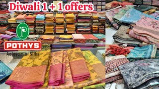 Pothys Diwali Offer Sarees from Rs700 Buy1 Get1 Offer Sarees Fancy Sarees Linen Cotton Sarees [upl. by Meunier]