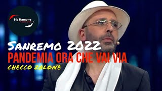 🤣 Checco ZALONE a SANREMO 2022 in versione virologo canta quotPandemia ora che vai viaquot [upl. by Yantruoc]