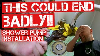 SHOWER PUMP INSTALL for a BATHROOM  Fitting an S FlangeREAL WORLD PLUMBING [upl. by Terti372]