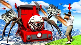 HORROR TRAIN Vs FRANKLIN Fight AND Destroys Los Santos In GTA 5  Choo Choo Charles Gameplay [upl. by Semreh]