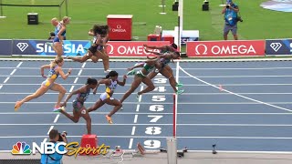 Tobi Amusan Keni Harrison duel in womens 100m hurdles at Diamond League Silesia  NBC Sports [upl. by Cardie173]