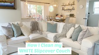 How to Clean Your Slipcover Sofa  Wash my White Ikea Ektorp Couch Covers [upl. by Lede14]