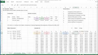 Binary VLE calculations part 6 using the Wilson activity model for nonideal systems [upl. by Nylzzaj226]