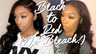 HOW TO DYE BLACK HAIR RED WITHOUT BLEACH ft UNice [upl. by March573]