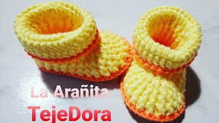 🕸Como Tejer zapatito bebe 03meses a Crochet paso a paso [upl. by Sukul593]