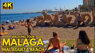 Malaga  La Malagueta Beach Walk  Spain  June 2022 4K60FPS [upl. by Haslett]