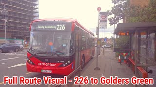 Full Route Visual  London Bus Route 226  Ealing Broadway to Golders Green  BE37097e LG72EDP [upl. by Judenberg]