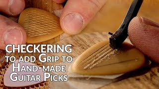 How to add Grip to a Custom GUITAR PICK with a Checkering Technique [upl. by Englis]