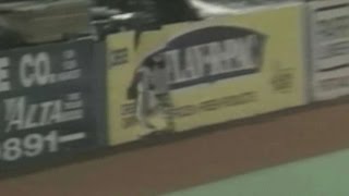 Rodney McCray crashes through the outfield fence [upl. by Stevens]