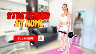 4K Stretching at home with Polly Buns  Slim waist [upl. by Etnemelc163]