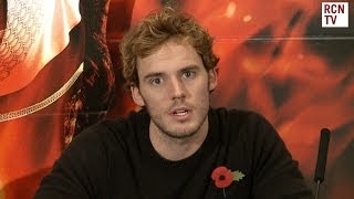 Sam Claflin Interview  Finnick Odair  Hunger Games Catching Fire Premiere [upl. by Abihsat586]