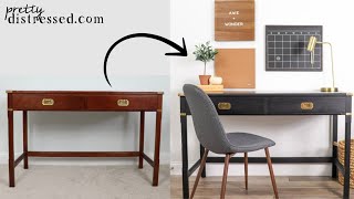 Beginners Guide to a Smooth Paint Finish on Wood Furniture  Desk Furniture Makeover [upl. by Imehon]