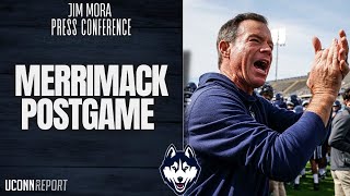 Jim Mora talks Merrimack Postgame  UConn Huskies Football [upl. by Nonad]