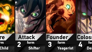 All Forms of Eren Yeager in Attack on Titan [upl. by Ssenav921]