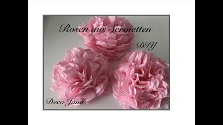 DIY Rosen aus Servietten basteln Pfingstrose edle Tischdeko für edle Anlässe  Deko Jana [upl. by Jerri]