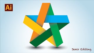 Folded Star design in illustrator  New logo design  Jakir Editing [upl. by Yllak940]