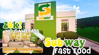 No Gamepass Subway Restaurant I 26k I Bloxburg Speedbuild and Tour  iTapixca Builds [upl. by Goody653]