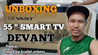 UNBOXING 55 INCHES SMART TV DEVANT  PROMO AND FREEBIES  JAYSON PERALTA [upl. by Inami689]