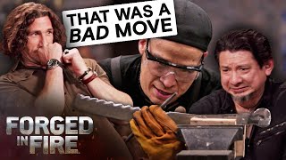 Forged in Fire Bladesmiths Bad Move Almost Ends in Disaster S3 [upl. by Cirdla]