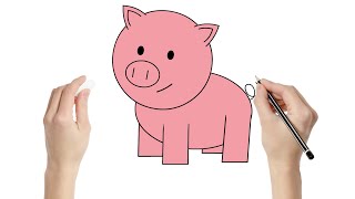 How to Draw a Pig  Draw Art  Colorning Activity for Kids [upl. by Zachery457]