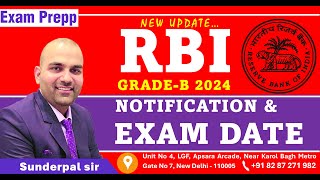 🚨 Breaking News RBI Grade B Notification and Exam Date 2024 🚨 EXAM PREPP  SUNDERPAL SIR [upl. by Nwahsal]