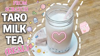 How To Make Taro Milk Tea Boba Made with REAL TARO Full Recipe [upl. by Anahgem]