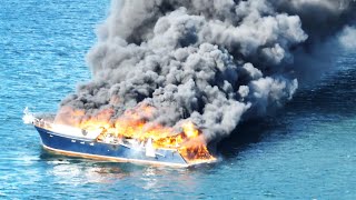 Massive Fire Breaks Out on Yacht [upl. by Ohploda]