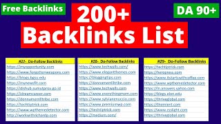 FREE 200 Backlinks List  90 DA  Backlinks SEO Strategy  High Authority Website [upl. by Auj477]