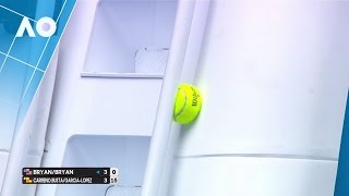 Ball stuck in umpires chair ballkid saves the day  Australian Open [upl. by Asillim840]