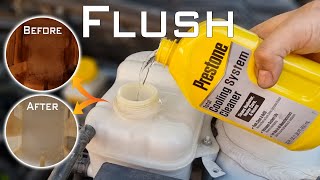 How to do complete coolant flushHow to use prestone radiator flush and cleanerflush Muddy coolant [upl. by Noswal]