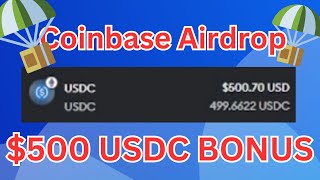 Coinbase Airdrop  Claim 500 USDC Bonus Tutorial [upl. by Berte]