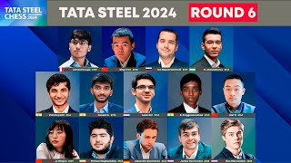 🔴 Round 6  Tata Steel Chess 2024  Ding Nepom Firouzja Giri Pragg Gukesh Abdusattorov Wei Yi [upl. by Stevena]