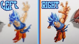 LEFT HAND CHALLENGE The Struggle Is Real😩  Drawing Super Saiyan Blue Goku [upl. by Iveson607]