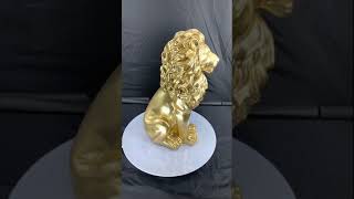 Golden Lion Statue Lifesize Animal Sculpture Polyresin Animal Figurines Table Decor [upl. by Sungam]