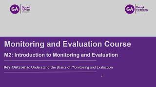 Module 2  Introduction to Monitoring and Evaluation [upl. by Sarena]