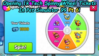 Part 6 of Opening 1k Tech Spinny wheels in Pet Simulator 99 [upl. by Nanaj]