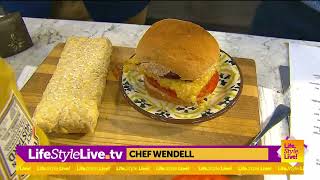 quotLifeStyleLivequot Chef Wendell cooks plantbased protein tempeh burger part 1 [upl. by Horvitz]