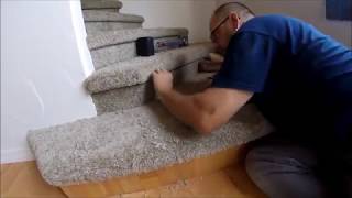 CARPETING ODD SHAPED STEPS 1 5 RISER INSTALL [upl. by Stedman145]