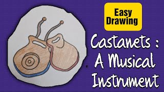 How to Draw Castanets  Musical Instrument  Castanet Drawing  KalakritArtStudiobyKanika [upl. by Aeet]