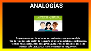 ✨Aptitud verbal CONCURSO DOCENTE  ANALOGÍAS [upl. by Asilej]