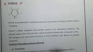 PYRROLE  Synthesis Reactions and Medicinal uses [upl. by Edward]