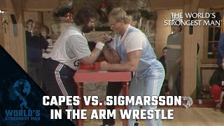 The World’s Strongest Man Classics Capes vs Sigmarsson in the Arm Wrestle 1984 The King is Dead [upl. by Yelsnya411]