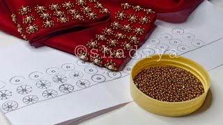 Very easy beadwork embroidery for blouse kurti sleevesbeadwork embroidery for beginners [upl. by Hagi]