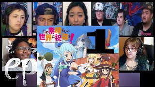 KONOSUBA EPISODE 1X1 REACTION MASHUP この素晴らしい世界に祝福を！ [upl. by Esilanna]