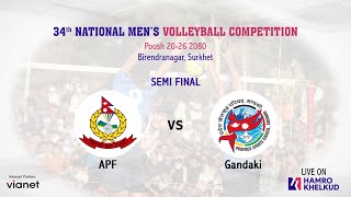 APF vs Gandaki  Semi Final  34th National Mens Volleyball 2080  एपीएफ विरुद्ध गण्डकी [upl. by Rebel695]